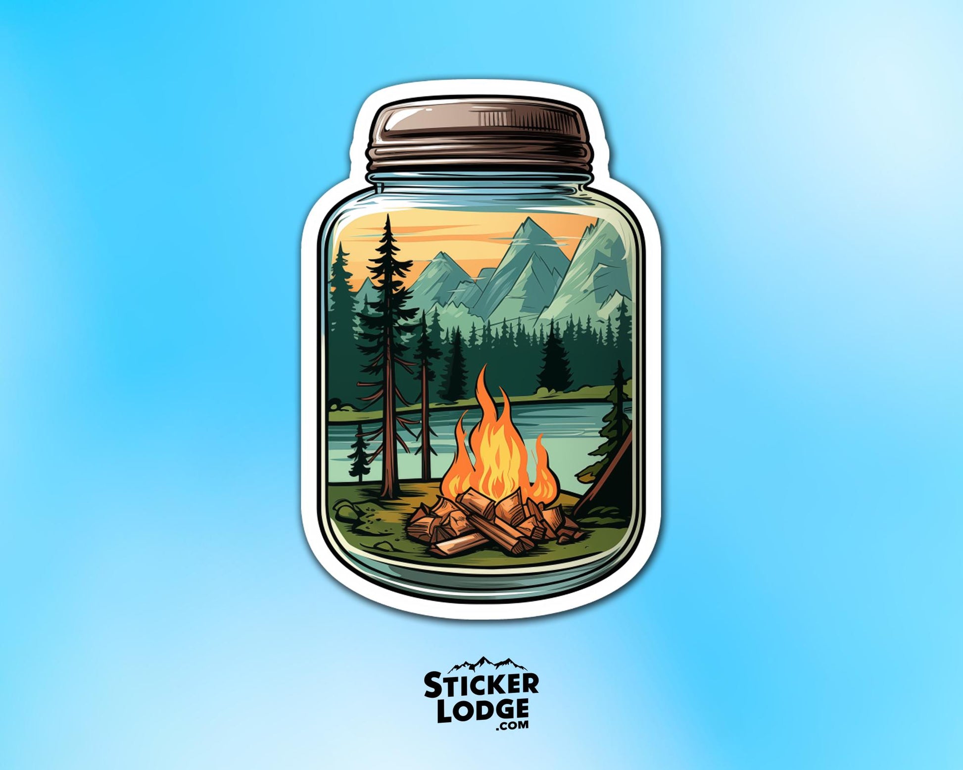 Campfire in a Jar Vinyl Sticker | Sticker Lodge