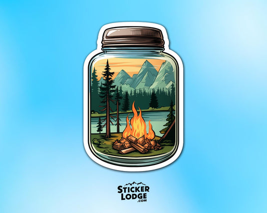Campfire in a Jar Vinyl Sticker | Sticker Lodge