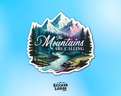 The Mountains are Calling Vinyl Sticker | Sticker Lodge