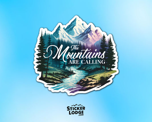 The Mountains are Calling Vinyl Sticker | Sticker Lodge