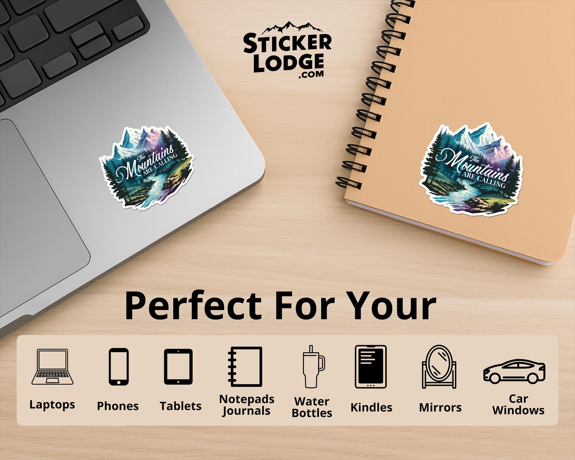 The Mountains are Calling Vinyl Sticker | Sticker Lodge