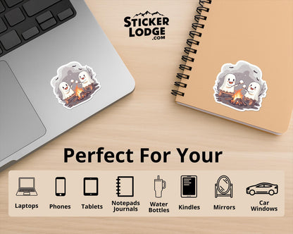 Halloween Ghost Campfire Vinyl Sticker | Sticker Lodge