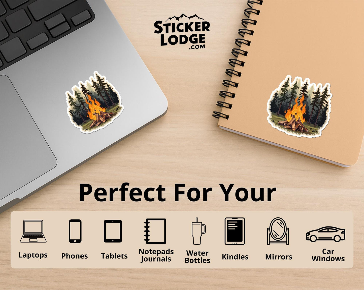 Forest Campfire Vinyl Sticker | Sticker Lodge