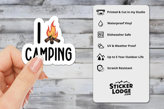 I Love Camping Vinyl Sticker | Sticker Lodge
