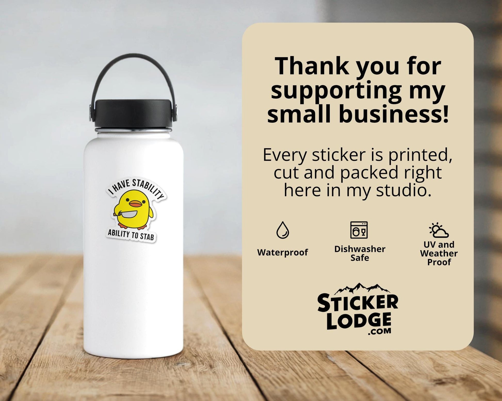 I Have Stability, Ability To Stab Vinyl Sticker | Sticker Lodge