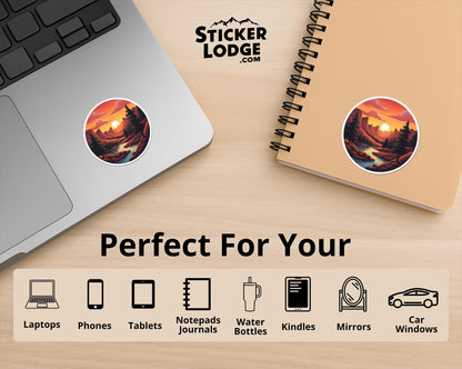 Sunset Mountains Vinyl Sticker | Sticker Lodge