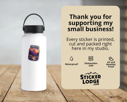Sunset Mountain Escape Vinyl Sticker | Sticker Lodge