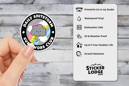 Daily Shitstorm Survivor Club Vinyl Sticker | Sticker Lodge