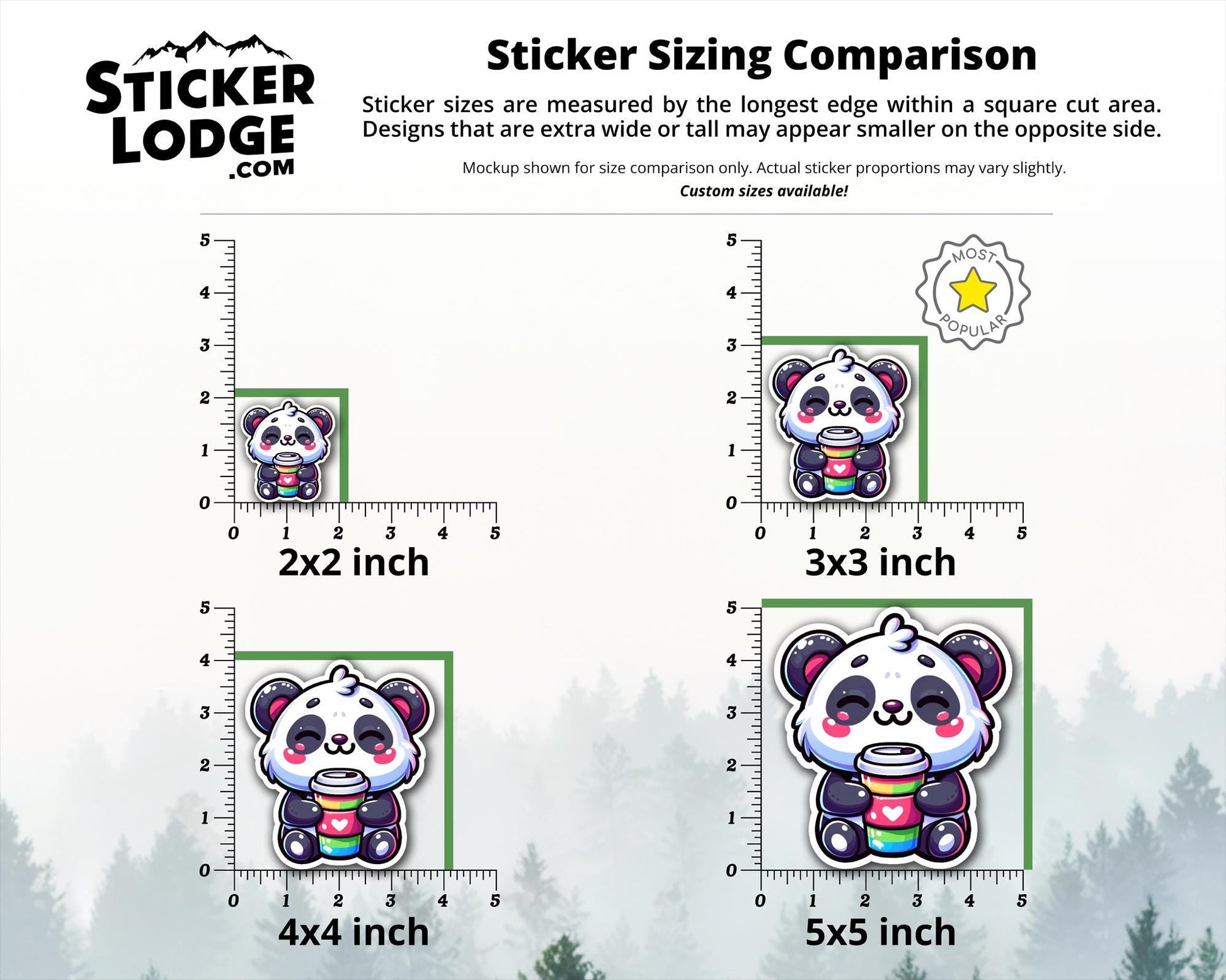 Kawaii Panda Bear Coffee Vinyl Sticker | Sticker Lodge