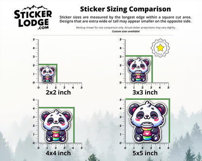 Kawaii Panda Bear Coffee Vinyl Sticker | Sticker Lodge