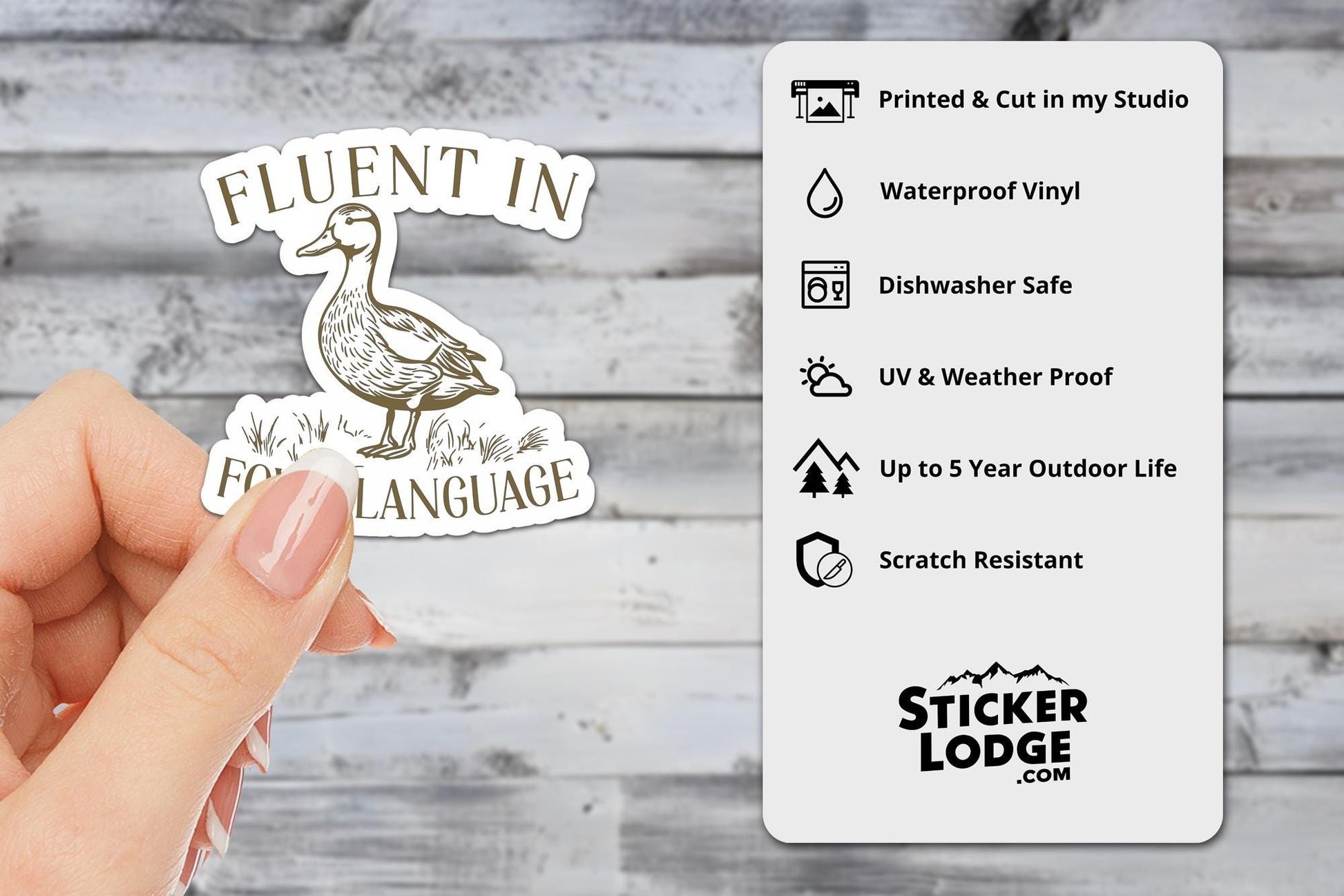 Fluent In Fowl Language Vinyl Sticker | Sticker Lodge