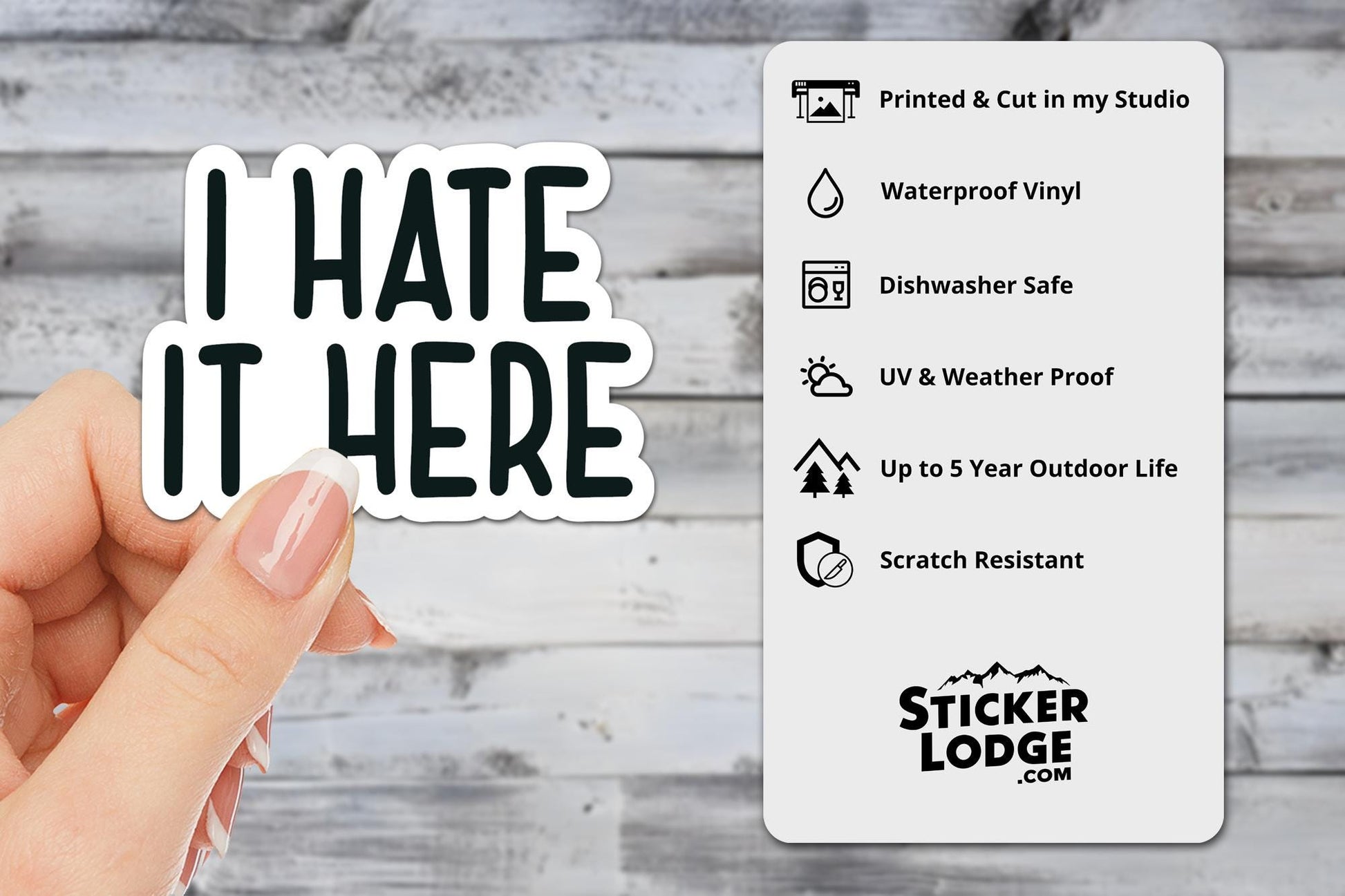 I Hate It Here Vinyl Sticker | Sticker Lodge