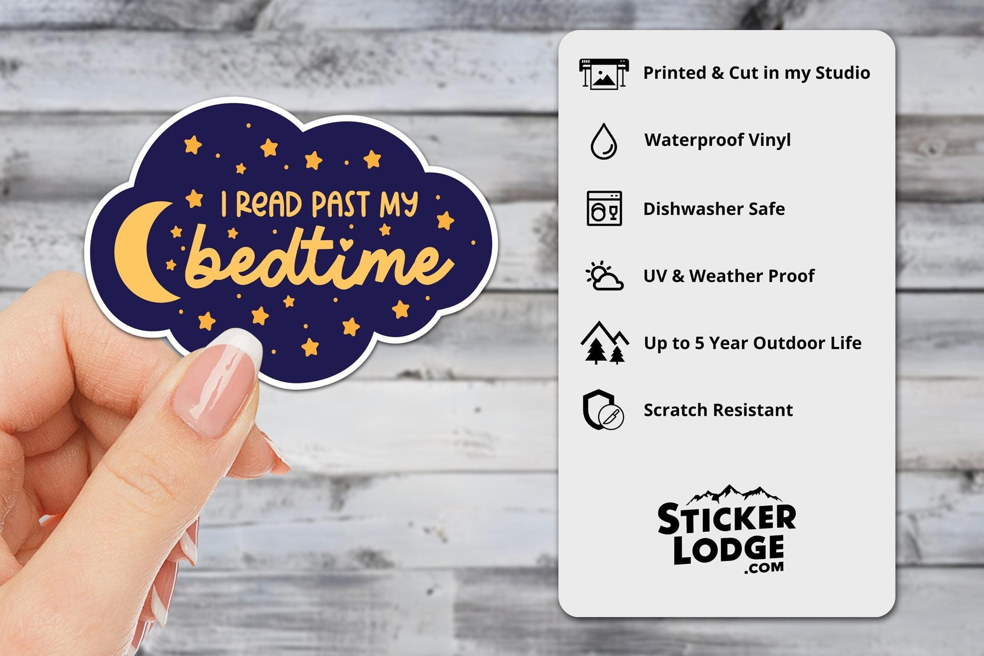 I Read Past My Bedtime Vinyl Sticker | Sticker Lodge