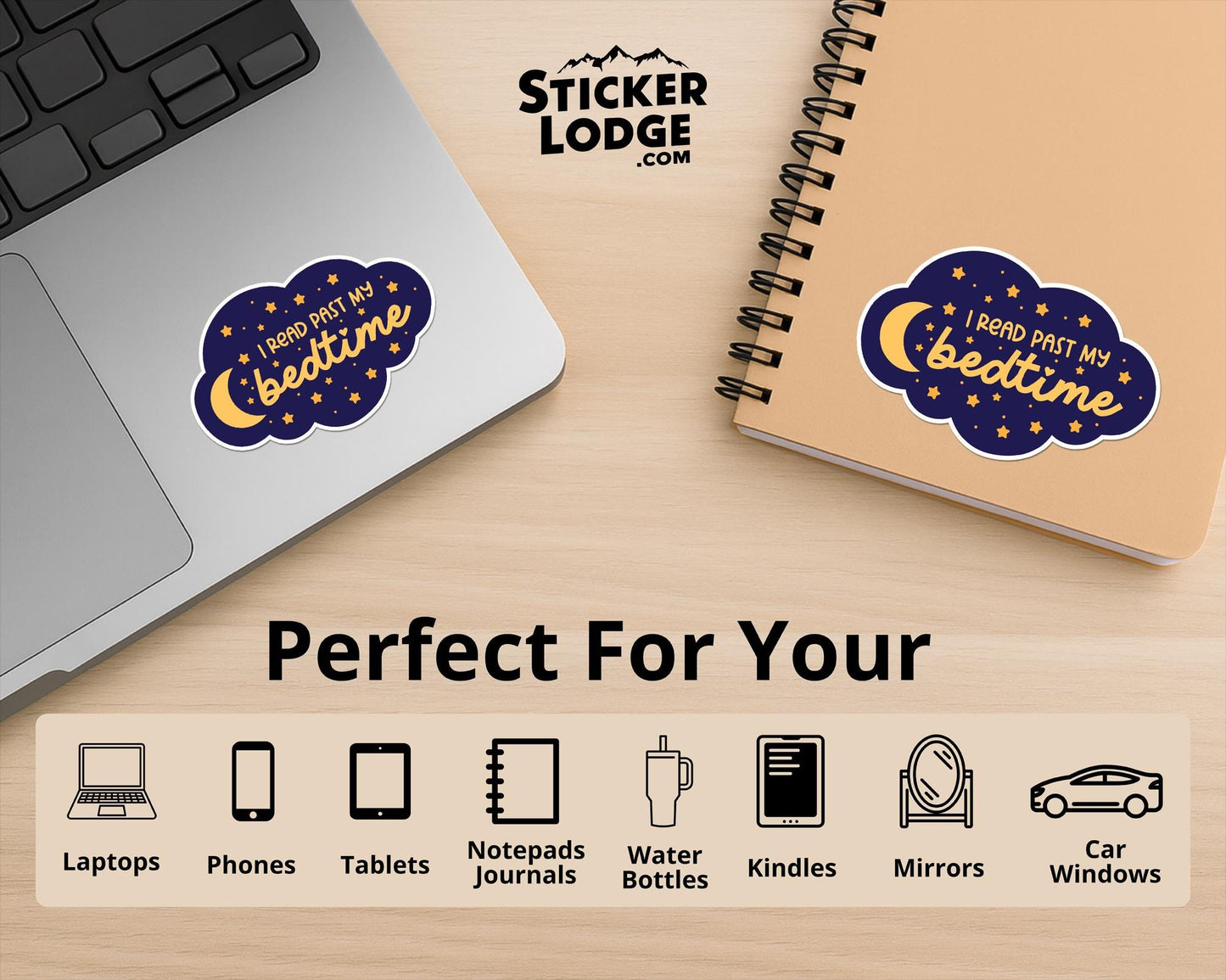 I Read Past My Bedtime Vinyl Sticker | Sticker Lodge