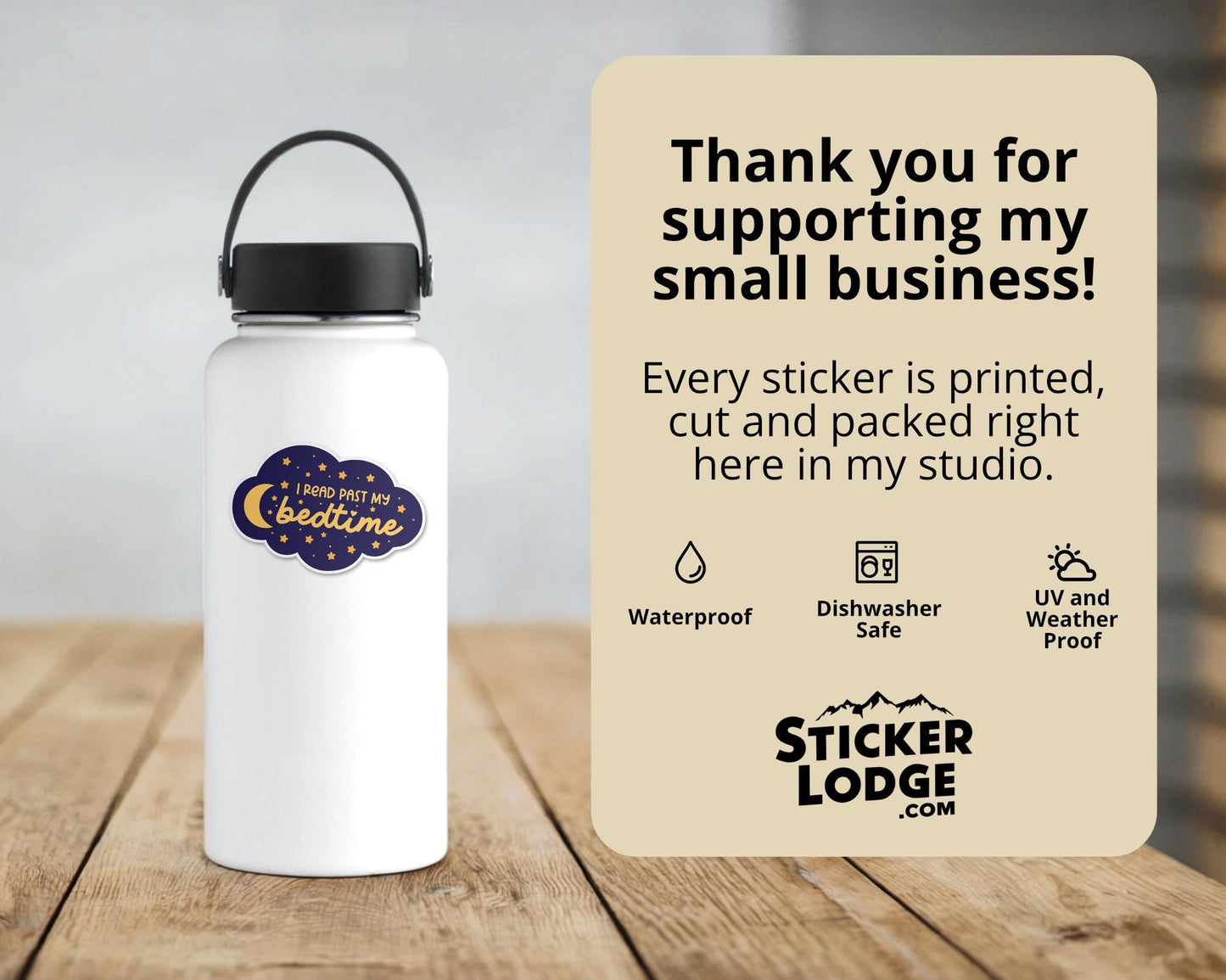 I Read Past My Bedtime Vinyl Sticker | Sticker Lodge