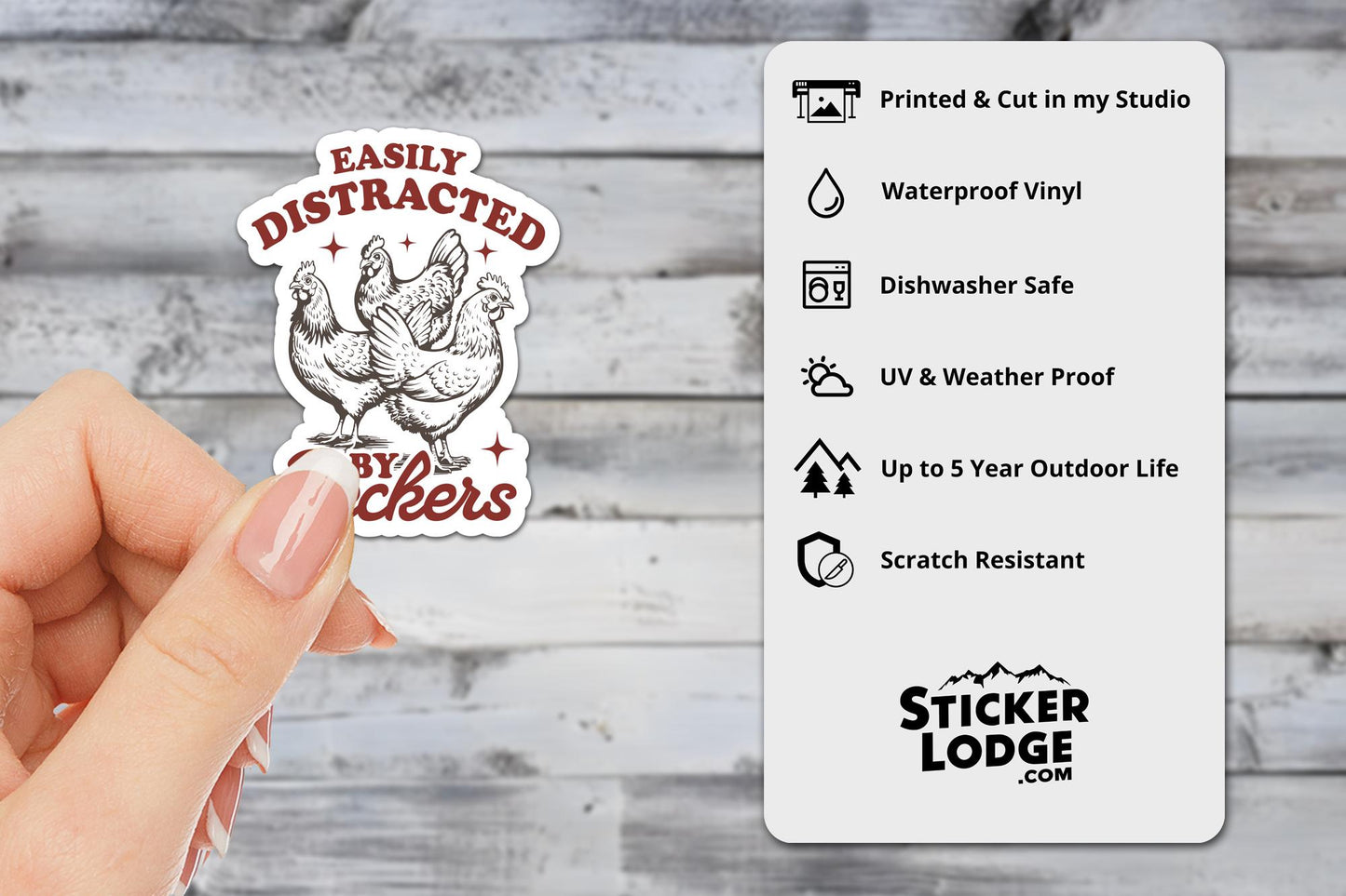 Easily Distracted by Peckers Vinyl Sticker | Sticker Lodge