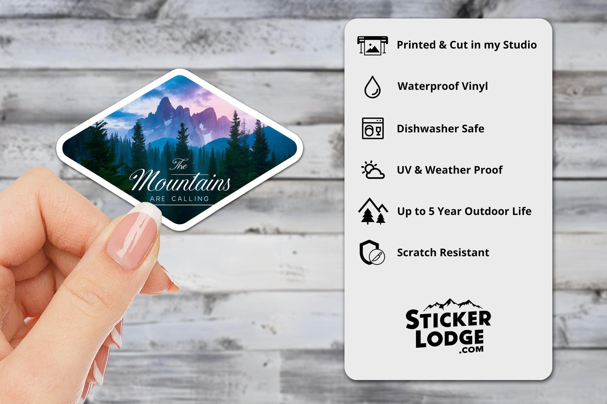 The Mountains Are Calling Vinyl Sticker | Sticker Lodge