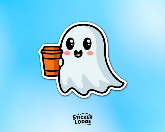 Ghost Pumpkin Spice Latte Vinyl Sticker | Sticker Lodge