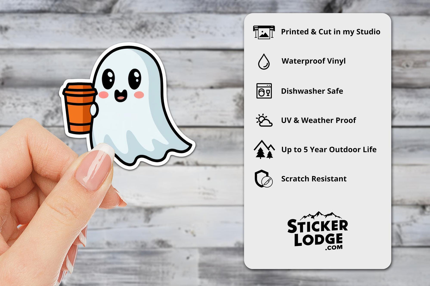 Ghost Pumpkin Spice Latte Vinyl Sticker | Sticker Lodge