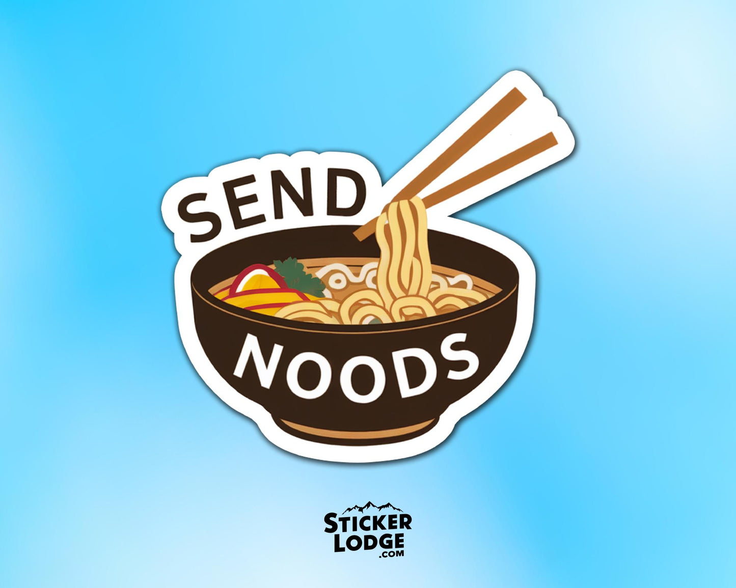 Send Noods Funny Ramen Vinyl Sticker | Sticker Lodge