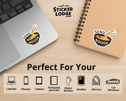 Send Noods Funny Ramen Vinyl Sticker | Sticker Lodge