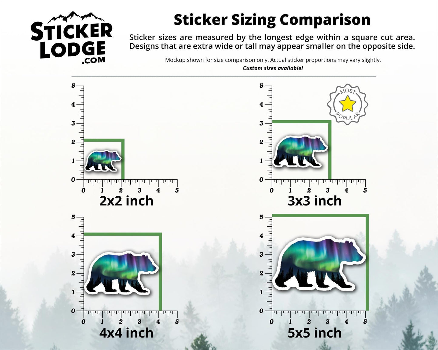 Northern Lights Bear Vinyl Sticker | Sticker Lodge
