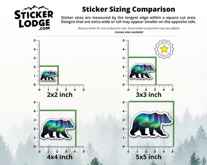 Northern Lights Bear Vinyl Sticker | Sticker Lodge