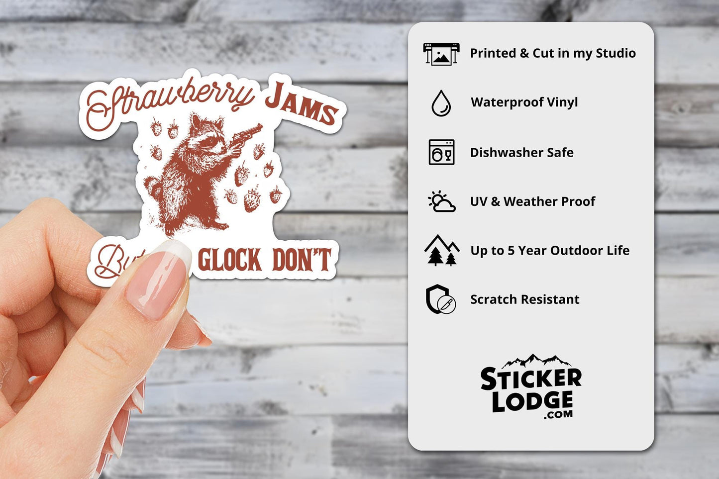 Strawberry Jams But My Glock Don't Vinyl Sticker | Sticker Lodge