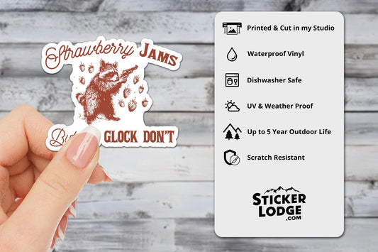 Strawberry Jams But My Glock Don't Vinyl Sticker | Sticker Lodge