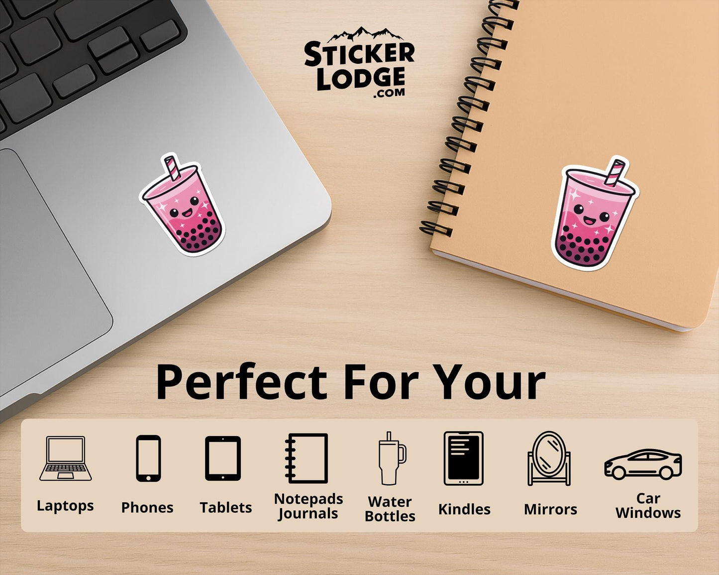 Pink Boba Tea Vinyl Sticker | Sticker Lodge