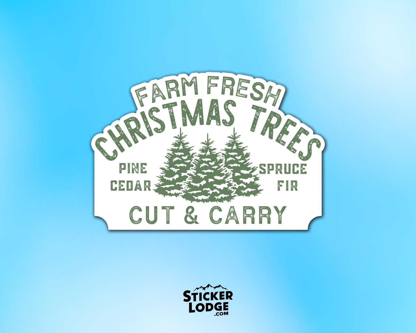 Farm Fresh Christmas Trees Vinyl Sticker | Sticker Lodge