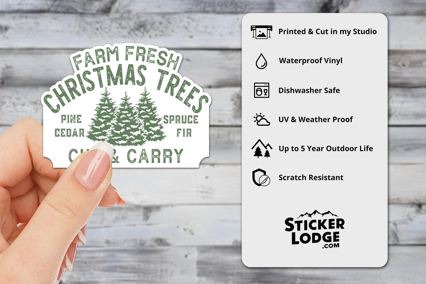 Farm Fresh Christmas Trees Vinyl Sticker | Sticker Lodge