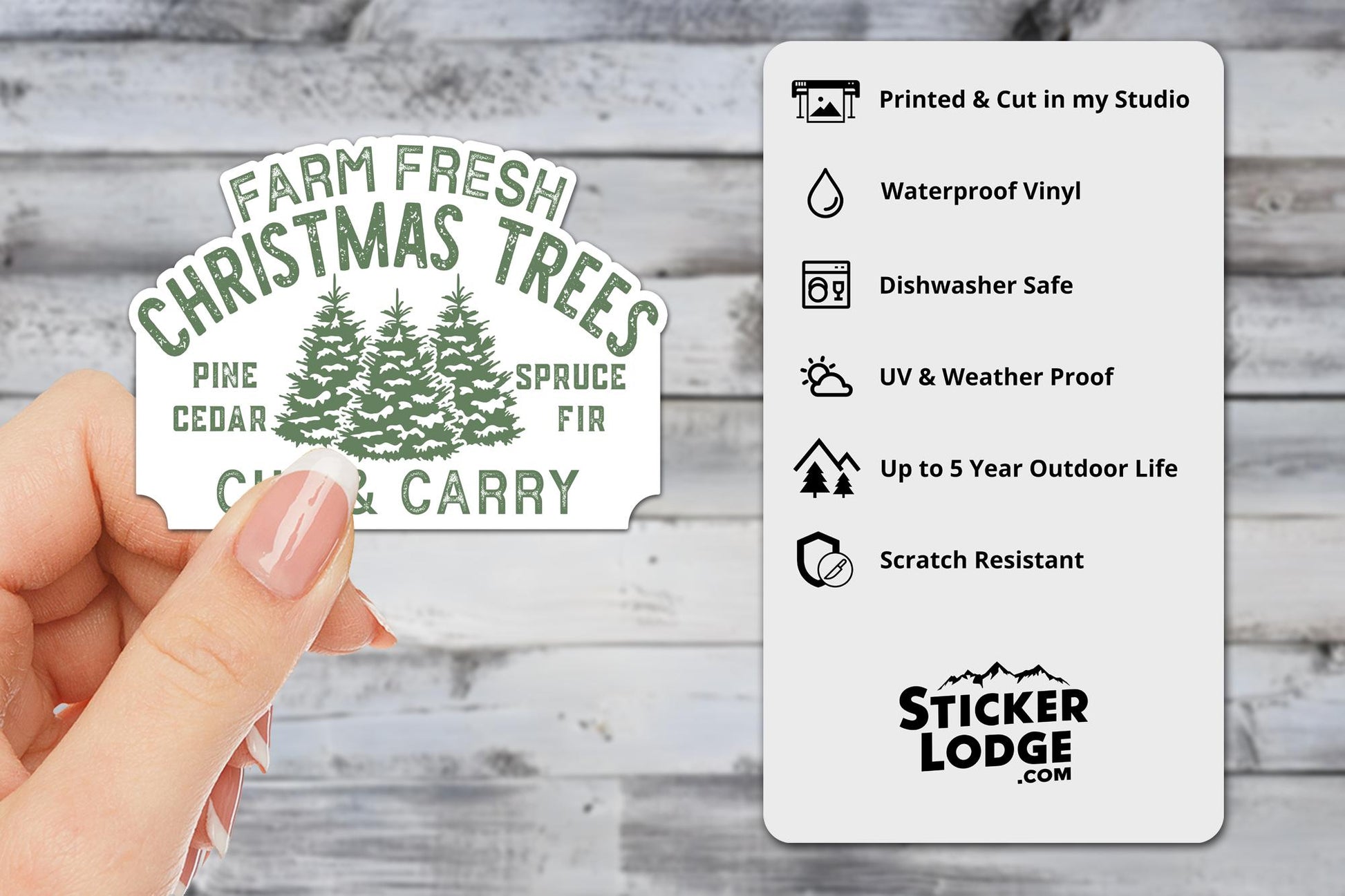 Farm Fresh Christmas Trees Vinyl Sticker | Sticker Lodge