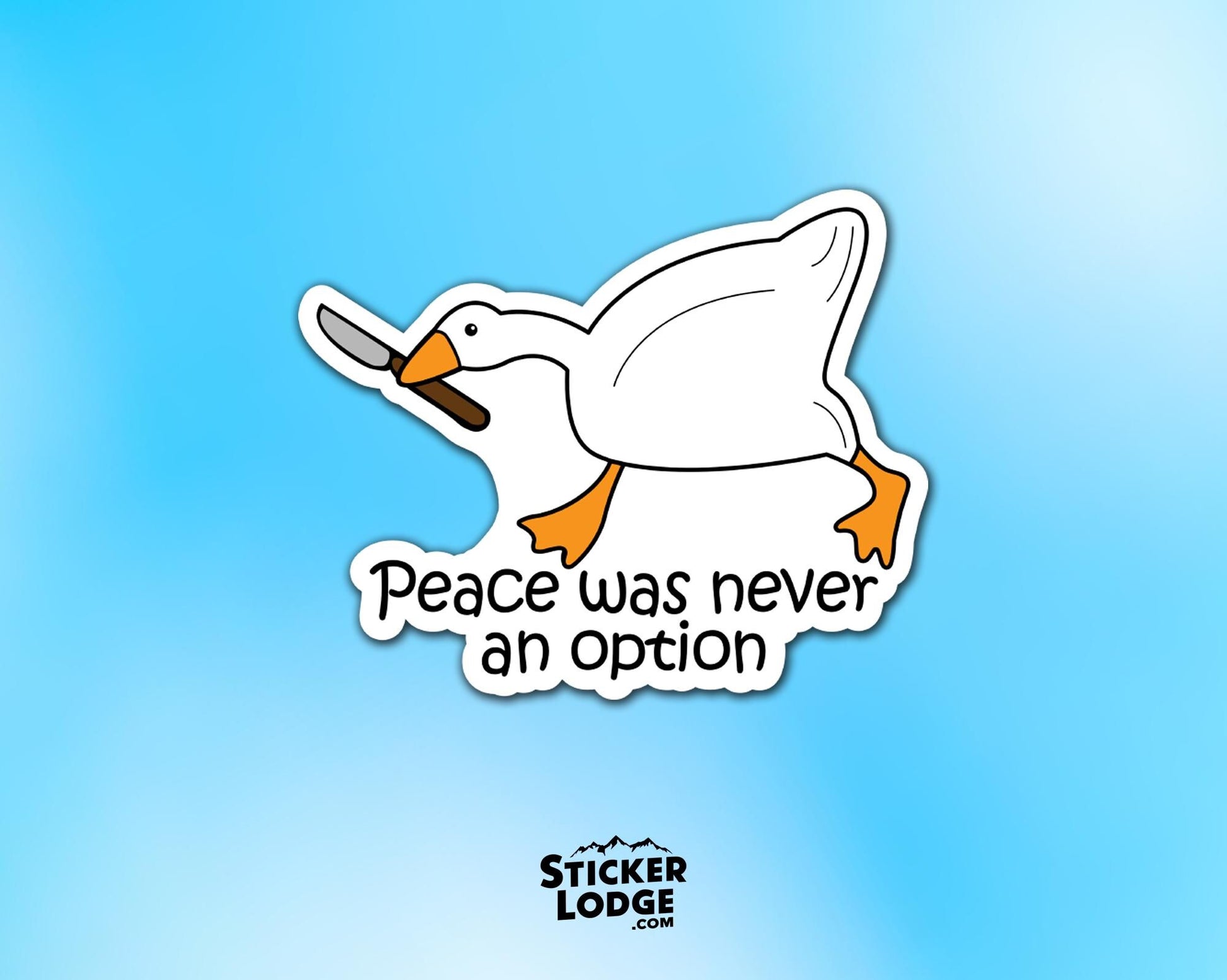 Peace Was Never An Option Goose Vinyl Sticker | Sticker Lodge