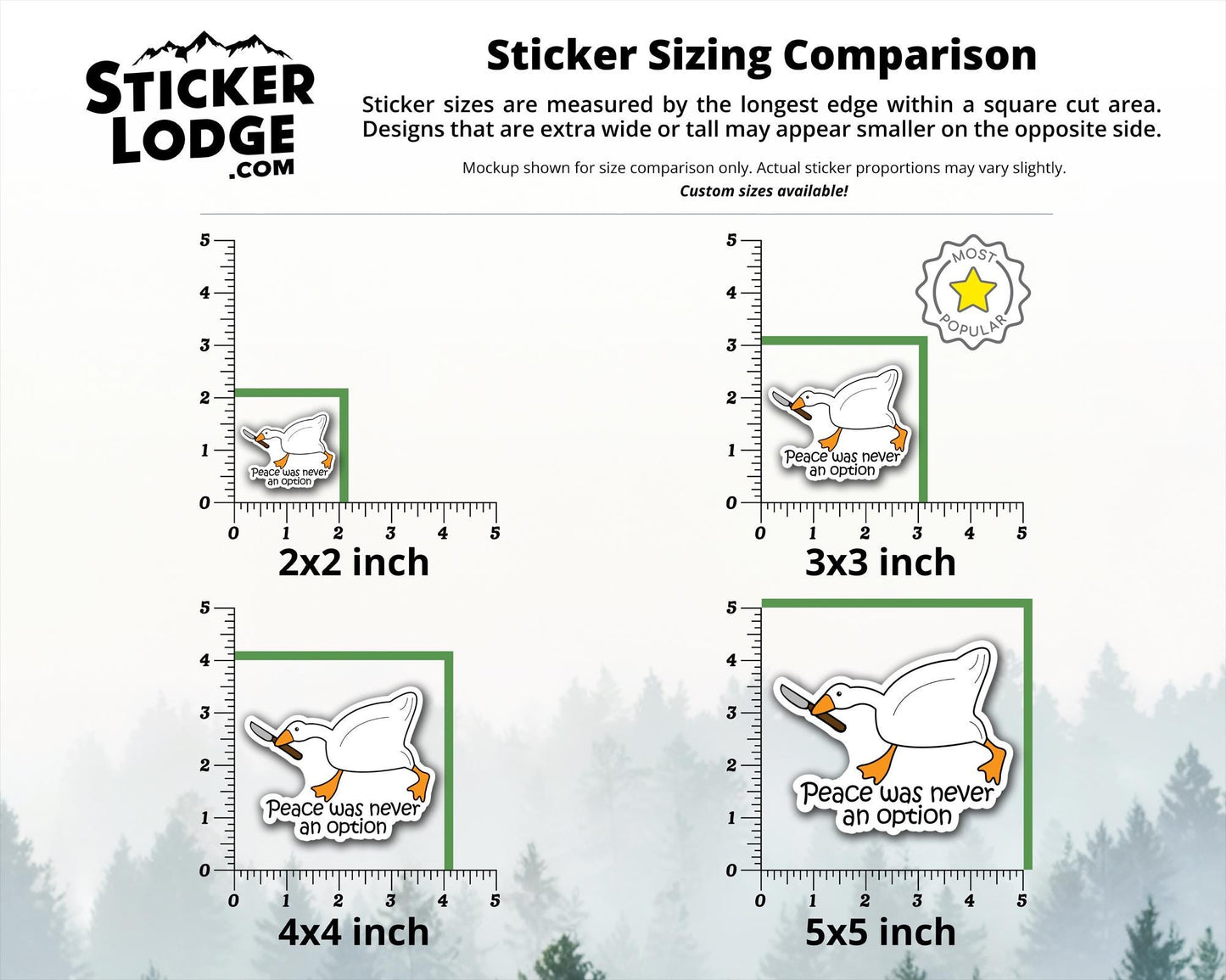 Peace Was Never An Option Goose Vinyl Sticker | Sticker Lodge