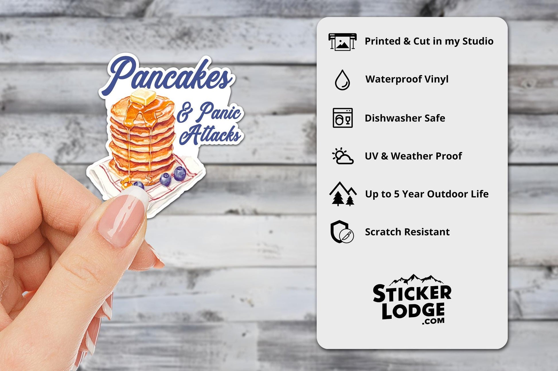 Pancakes and Panic Attacks Vinyl Sticker | Sticker Lodge