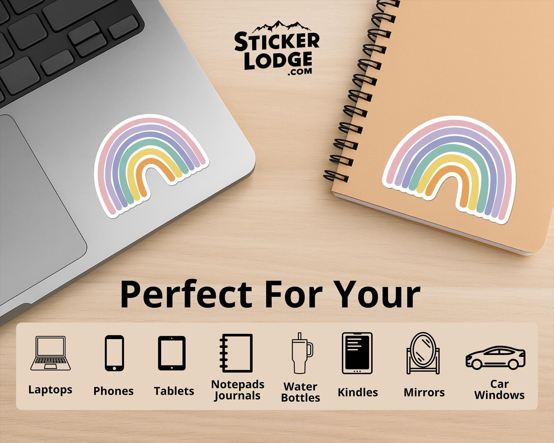 Vibrant Pastel Rainbow Vinyl Sticker | Sticker Lodge