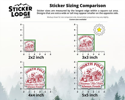 North Pole Christmas Tree Farm Raccoon Vinyl Sticker | Sticker Lodge