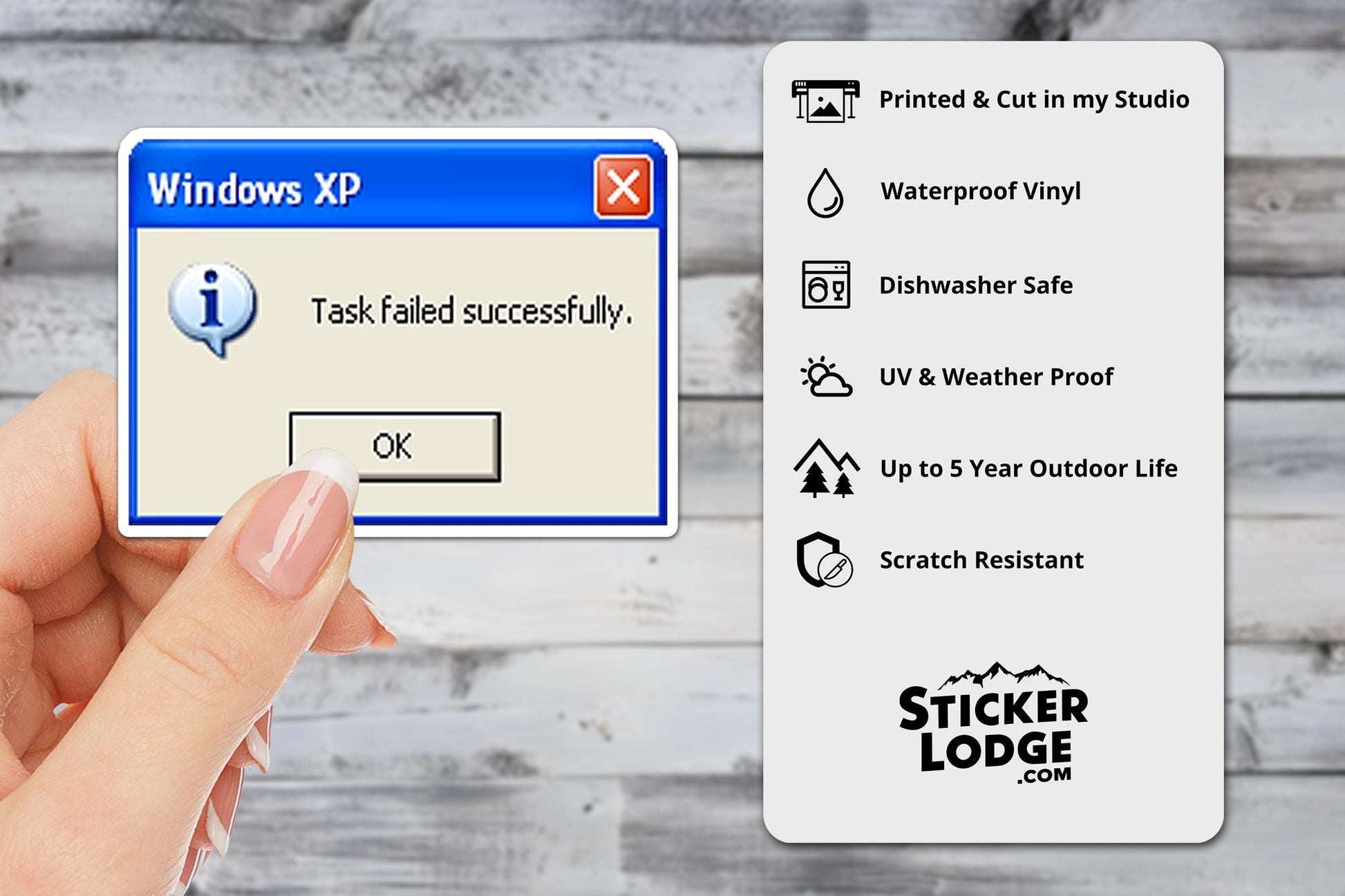 Windows XP Task Failed Successfully Vinyl Sticker | Sticker Lodge