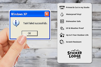 Windows XP Task Failed Successfully Vinyl Sticker | Sticker Lodge