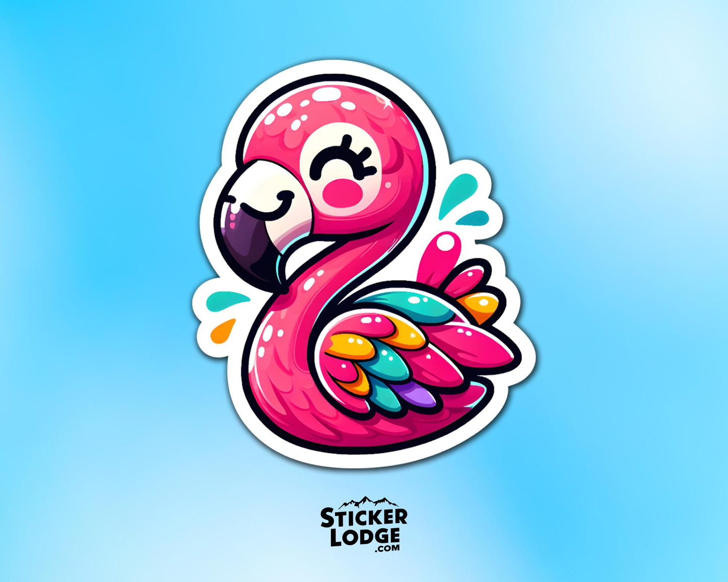 Kawaii Flamingo Vinyl Sticker | Sticker Lodge