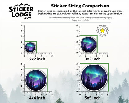 Northern Lights Forest Vinyl Sticker | Sticker Lodge