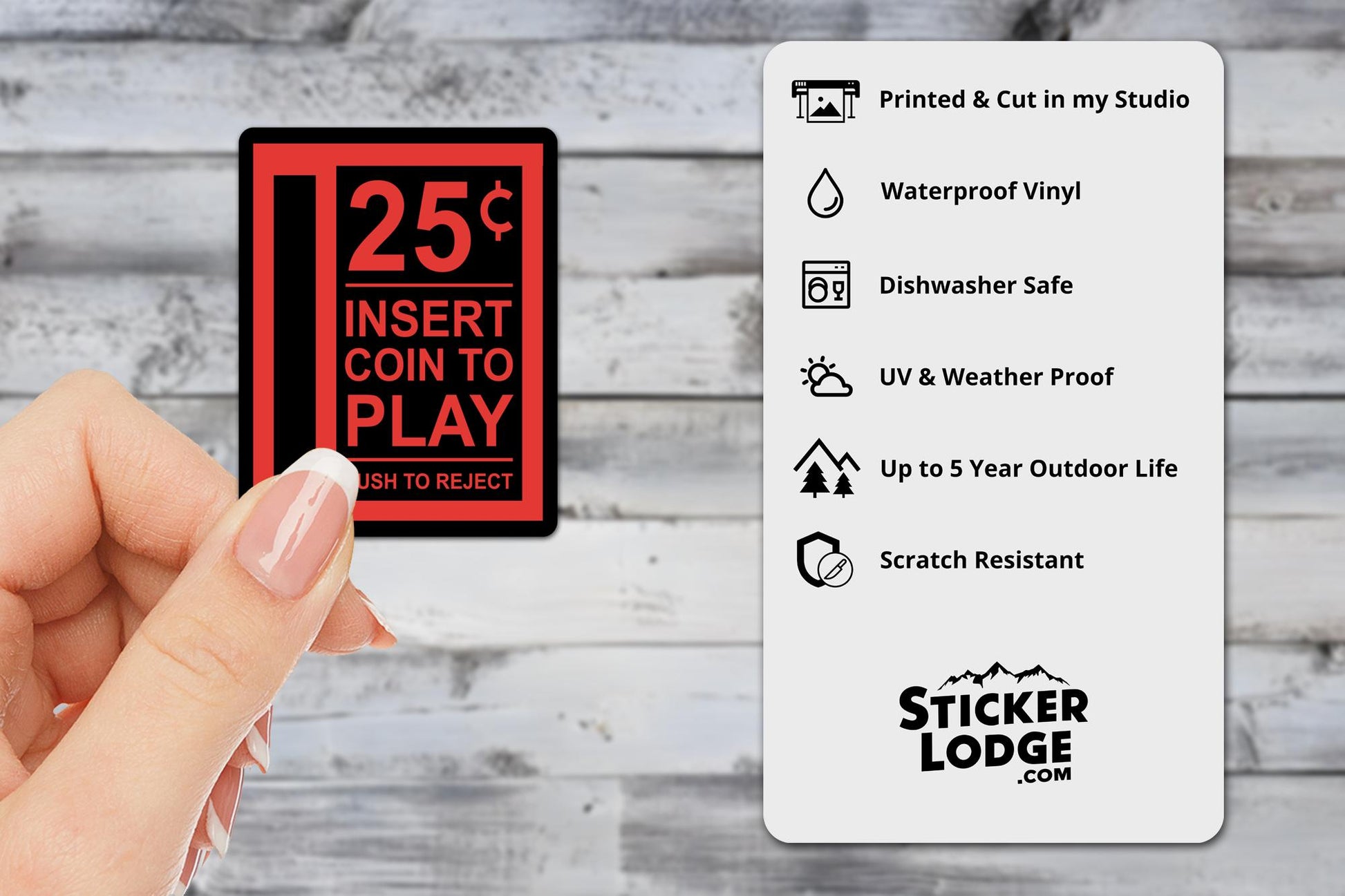 Retro Arcade Insert Coin Vinyl Sticker | Sticker Lodge