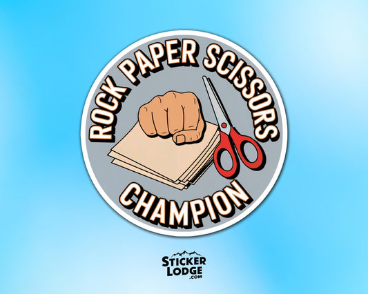 Rock Paper Scissors Champion Vinyl Sticker | Sticker Lodge