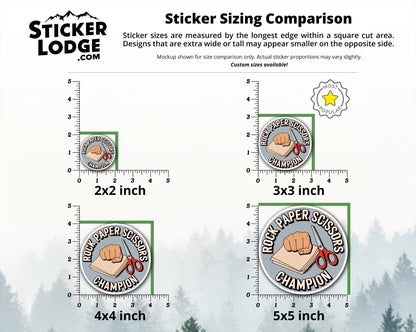 Rock Paper Scissors Champion Vinyl Sticker | Sticker Lodge