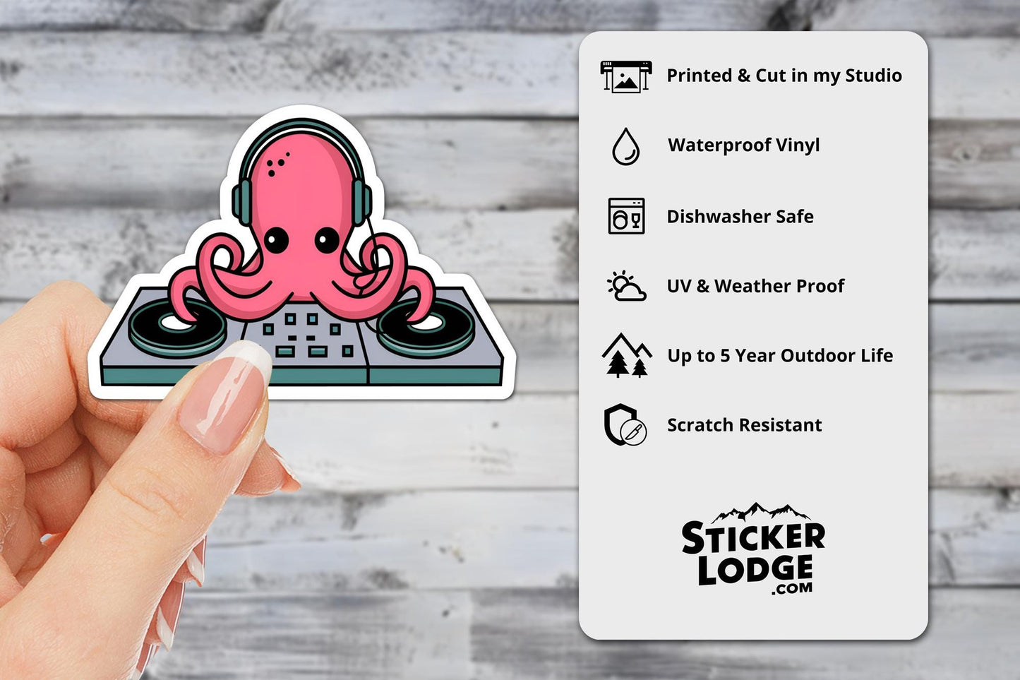DJ Octopus Vinyl Sticker | Sticker Lodge