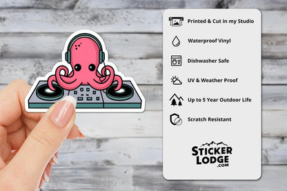 DJ Octopus Vinyl Sticker | Sticker Lodge