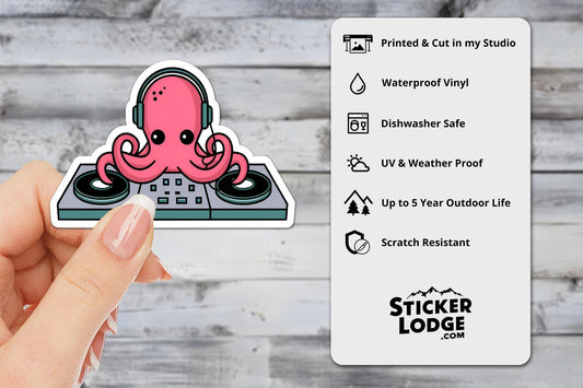 DJ Octopus Vinyl Sticker | Sticker Lodge