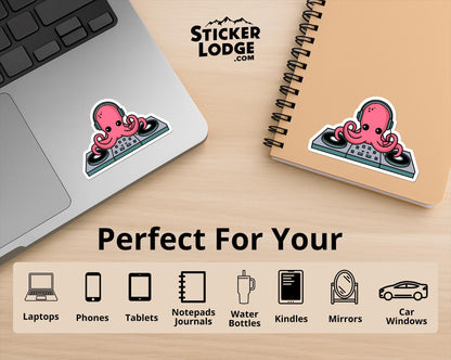 DJ Octopus Vinyl Sticker | Sticker Lodge