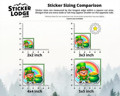 Leprechaun with Pot of Gold Vinyl Sticker | Sticker Lodge